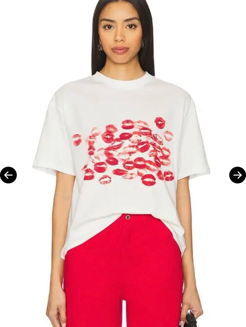 Never Fully Dressed White Tee with Red Kiss Print